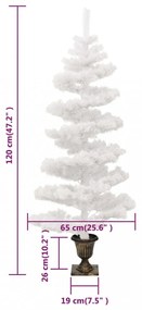 fehér PVC kivilágított kacskaringós karácsonyfa kaspóval 120 cm