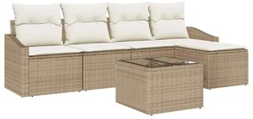 vidaXL Kanapé Szett párnával tárolóval 6 pcs Beige és krém polirattan