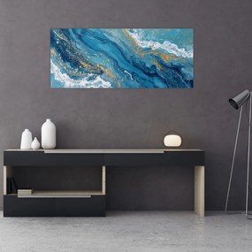 Kép - Világoskék márvány arannyal II. (120x50 cm)