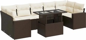 vidaXL 8 részes barna polyrattan kerti ülőgarnitúra párnákkal