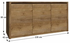 Montana K3D 3 ajtós komód Sötétszürke N