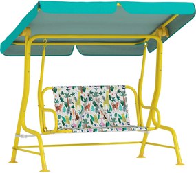 AIYAPLAY gyerekhinta teraszra, 2 személyes hinta állítható napellenzővel és biztonsági övekkel — kert/terasz hintapad 3–6 éveseknek, max. 60 kg, zöld