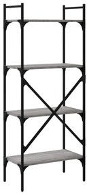 4 szintes szürke sonoma színű fa könyvespolc 56x31,5x138,5 cm