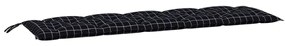 fekete kockás oxford szövet kerti padpárna 180 x 50 x 7 cm