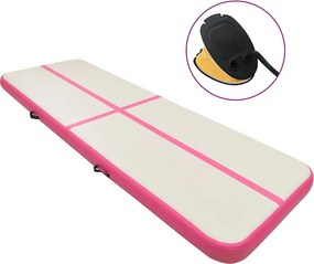 vidaXL rózsaszín PVC felfújható tornamatrac pumpával 500 x 100 x 20 cm