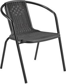 Kerti rakásolható szék, fekete, acél/műanyag, FRENY