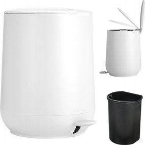 Fürdőszobai szemeteskosár fehér 5 L fedéllel és pedállal, kivehető betéttel