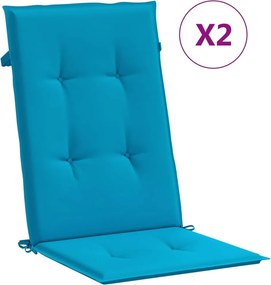 vidaXL 2 db kék szövet kerti magas háttámlájú székpárna 120x50x3 cm