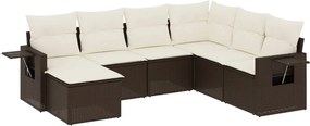 vidaXL 7 részes barna polyrattan kerti ülőgarnitúra párnákkal