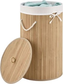 Bambusz szennyestartó kosár kerek 55 L fedéllel és zsákkal