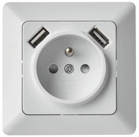 Fali aljzat USB-vel FRENCH 250V/16A, háztartási használatra