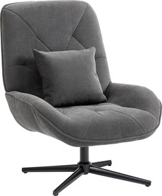 HOMCOM forgószék deréktámasszal, chenille kárpitozás, magas háttámla, fém lábak — sötétszürke | Aosom