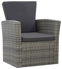 4-részes szürke polyrattan kerti bútorszett párnákkal