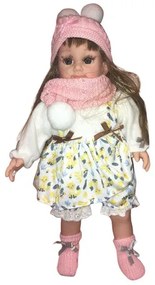 Pretty Girl Magyarul Beszélő és Éneklő Hajas Ruhás Baba Lány Csinos Téli Öltözetben
