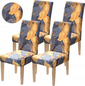 4 Db Székhuzatok Rugalmas Univerzális Minták Szürke Sárga Levelek