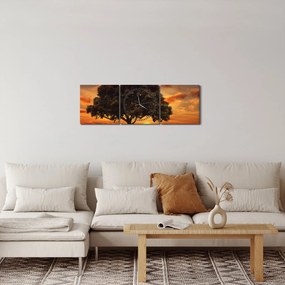 Fa képe naplementével (órával) (90x30 cm)