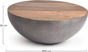 Szürke-natúr színű fém kerek dohányzóasztal ø 90 cm Lancaster – Bizzotto