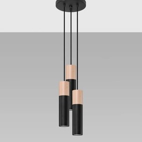 Sollux SL.1014 - Csillár zsinóron PABLO 3xGU10/40W/230V fekete