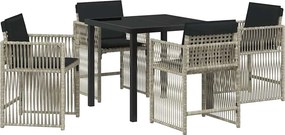 vidaXL Kert étkező szett 5 pcs Világosszürke polirattan