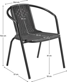 Kerti rakásolható szék, fekete, acél/műanyag, FRENY
