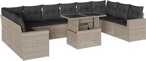 vidaXL 11 részes világosszürke polyrattan kerti ülőgarnitúra párnákkal