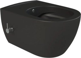 CeraStyle CITY fali WC - MATT FEKETE - BEÉPÍTETT bidé funkcióval - perem nélküli