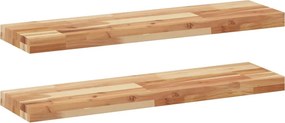 vidaXL 2 db olajbevonatú tömör akácfa függőpolc 100 x 20 x 4 cm