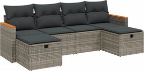 vidaXL 6 részes szürke polyrattan kerti ülőgarnitúra párnákkal