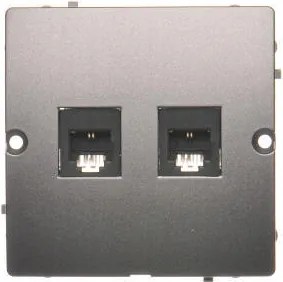 Kontakt Simon Basic Dupla RJ11 Telefoncsatlakozó Inox BMTF2.02/21