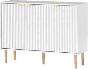 HOMCOM Barna Ajtós 3-Ajtós Középkonzol Állvány Állítható Polcokkal Hálószobába és Nappaliba 107x35x80 cm Fehér | Aosom