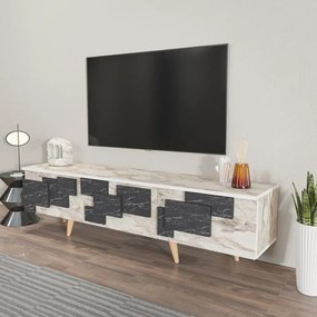 TV szekrény 3 D - White, Marble