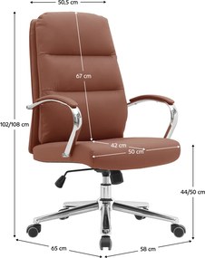Irodai szék, barna camel/króm, ADMON