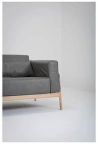 Fawn sötétszürke kanapé bivalybőrből, tömör tölgyfa szerkezettel, 210 cm - Gazzda