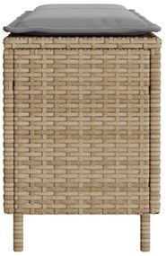 Bézs polyrattan kerti pad párnával 110x30x40,5 cm