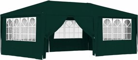 zöld rendezvénysátor oldalfalakkal 4 x 6 m 90 g/m²