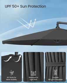 SONGMICS konzolos kerti napernyő, 3 m-es, szürke