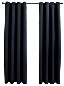 vidaXL 2 db fekete sötétítőfüggöny fémgyűrűkkel 140 x 175 cm