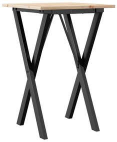 tömör fenyőfa és acél étkezőasztal X-vázzal 50x50x75 cm
