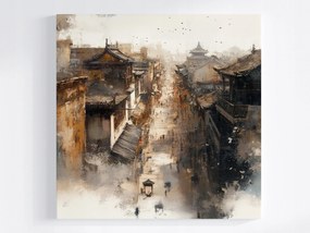 Vászonkép Canvas Város Hagyomány Utca Ázsia Házak Nyüzsgés Emberek 80x80