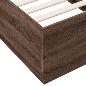barna tölgyszínű szerelt fa ágykeret LED-del 75 x 190 cm