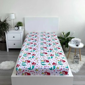Disney Hercegnők Ariel gumis lepedő 90x200 cm