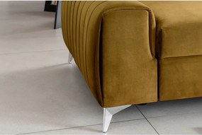 Mustársárga bársony kinyitható kanapé 261 cm Laurence – ELTAP