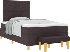 vidaXL Boxrugós ágy matracmal sötétbarna 120 x 200 cm szövet
