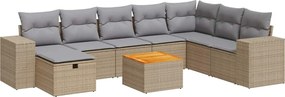 vidaXL 9 részes bézs polyrattan kerti ülőgarnitúra párnákkal