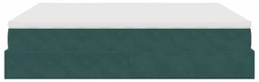 Ottomán ágykeret matracokkal sötétzöld 180x200cm bársony