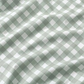 Goldea pamut ágyneműhuzat - kacsák és kockás zsálya színű 220 x 200 és 2db 70 x 90 cm