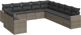 vidaXL 11 részes szürke polyrattan kerti ülőgarnitúra párnákkal
