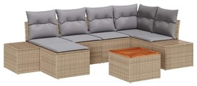 vidaXL Kerti Kanapé Szett 7 pcs bézs és világosszürke