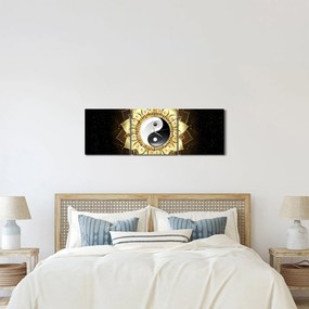Kép - arany yin-yang (órával) (90x30 cm)