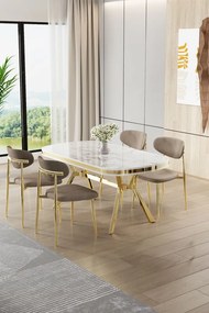 Olya étkezőgarnitúra, fehér márvány-arany, 168 cm – TR240CHR2970